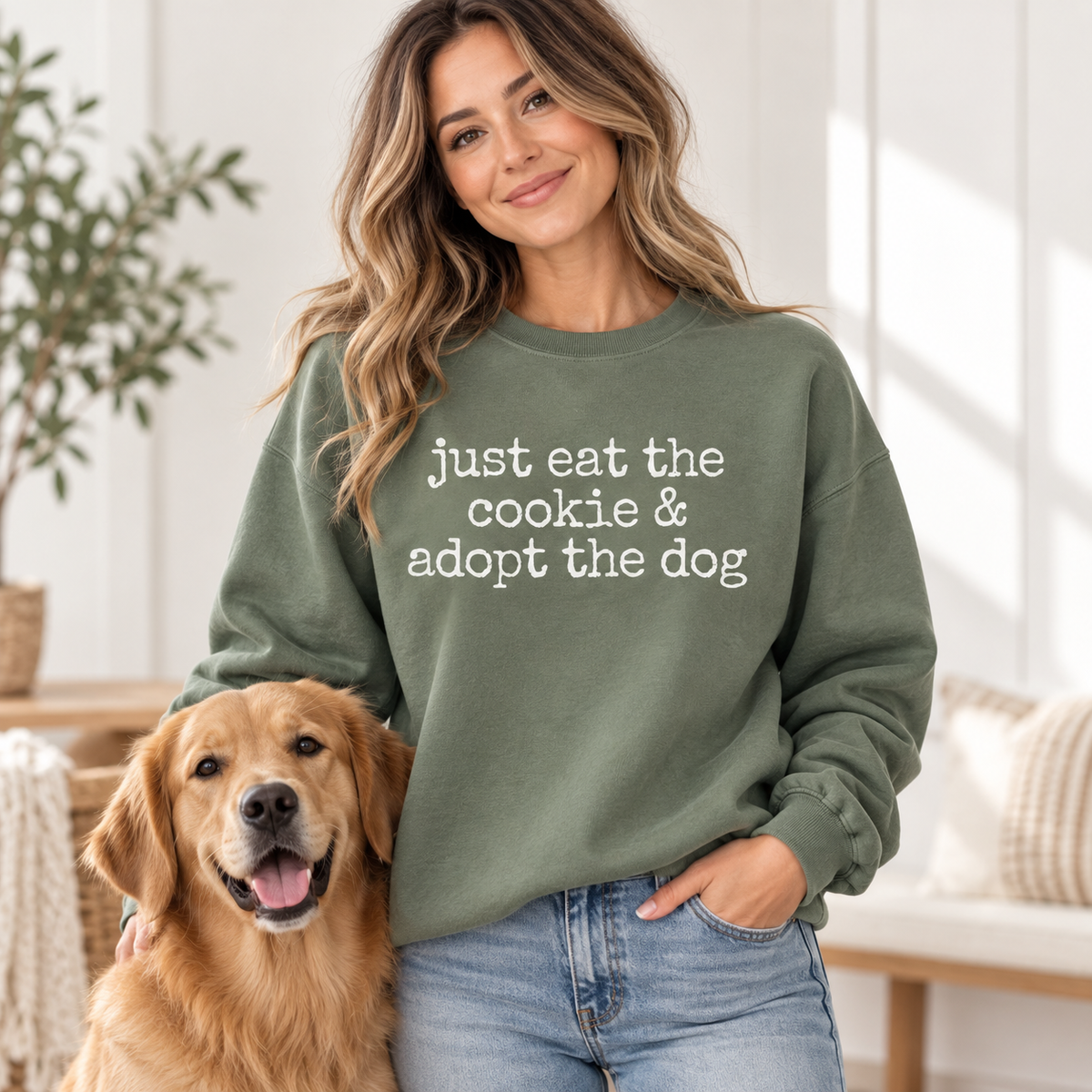 Just Eat The Cookie & Adopt the Dog - Comfort Colors Crewneck