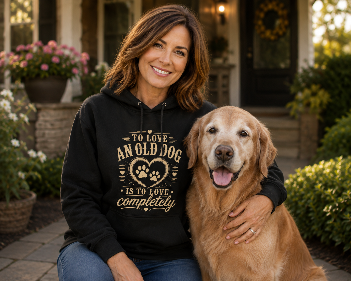 To Love An Old Dog Graphic Hoodie - Unisex Gildan Heavy Blend